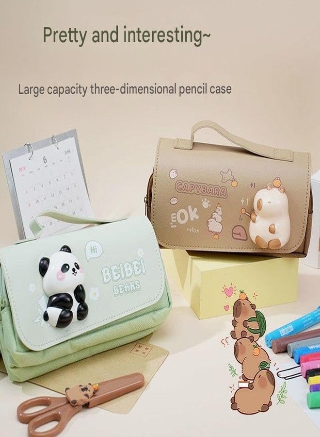 SAJANI 3D Decompression Large Capacity Pencil Case, Multipurpose Stationary Organizer with Handle, Cartoon Printed Pencil Pouch for Boys & Girls (Pack of 1) (Bear) - Image 4